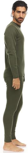 100% Merino Wool - Men's Midweight Top and Bottom - Thermal Base Layer Set - Olive Drab - Large in Saudi Arabia