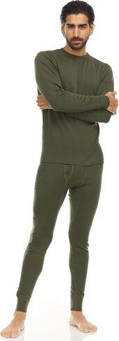 100% Merino Wool - Men's Midweight Top and Bottom - Thermal Base Layer Set - Olive Drab - Large in Saudi Arabia