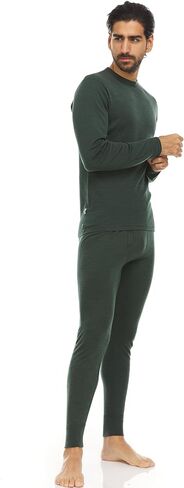 100% Merino Wool - Men's Midweight Top and Bottom - Thermal Base Layer Set - Forest Green - Large in Saudi Arabia