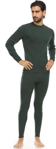 100% Merino Wool - Men's Midweight Top and Bottom - Thermal Base Layer Set - Forest Green - Large in Saudi Arabia