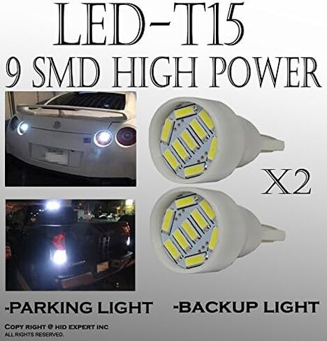 ICBEAMER T15 T10 168 920 921 LED 9 SMDs تناسب مصابيح الإضاءة الاحتياطية لوقوف السيارات استبدال مصباح الهالوجين [اللون: أبيض] زوجان in Kuwait