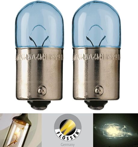 Flosser المتوهجة R10W 10W 1402533 BA15s G18 أبيض دافئ عكسي خلفي خلفي لخريطة وقوف السيارات الأمامية استبدال لمبات الإضاءة (عبوة من 2) صنع في ألمانيا in Kuwait