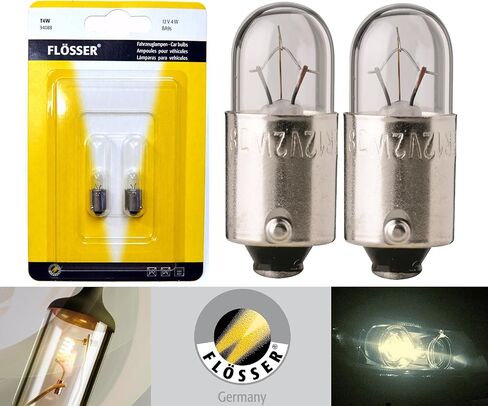 جهاز تنظيف الأسنان المتوهج BA9s H5W 4W Stock 94088 أبيض دافئ 12023 12929 T4W DRL علامة جانبية لوقوف السيارات لوحة ترخيص ذيل خريطة قبة استبدال لمبات الإضاءة الداخلية (عبوة من 2) صنع في ألمانيا in Kuwait