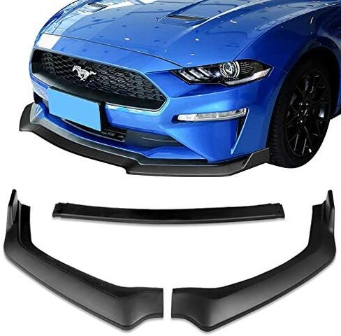 ممتص الصدمات الأمامي من HYPERSPEED شفة + تنورة جانبية تمديد لوحة الروك الفاصل الناشر ABS GT-Style مناسب لـ 2018 2019 2020 2021 2022 2023 Ford Mustang 2-DR (أسود غير لامع، 86 بوصة × 4 بوصة، 9 قطع) in Kuwait