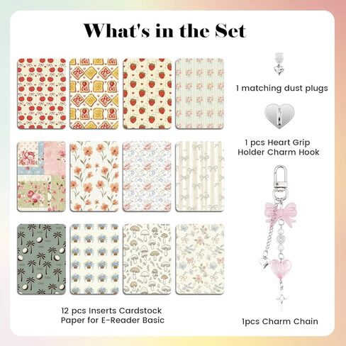 12 قطعة من ورق البطاقات مقاس 6.2 × 4.3 بوصة للقارئ الإلكتروني، وإدراج للحافظة الشفافة، و1 قطعة سحرية لقابس الغبار، و1 سحر سلسلة، وغطاء خلفي للقارئ الإلكتروني على شكل زهرة للقارئ الإلكتروني الأساسي in Kuwait