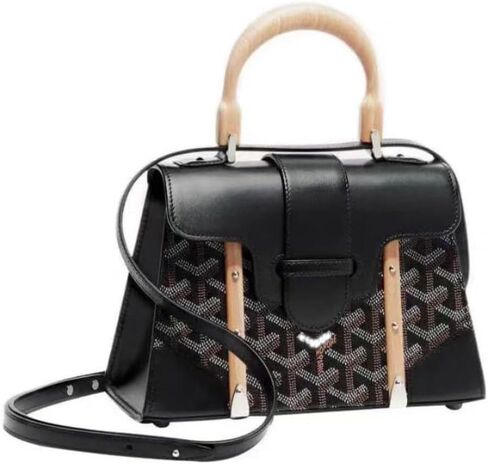 Luxury Full-Grain Leather Tote for Women - Elegant Wooden Handle Satchel, Crossbody Bags Gift For Women in Saudi Arabia