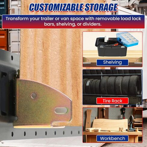10 Pack E-Track Wood Beam Socket Fittings, Zinc-Coated Steel Shelf Brackets for 2x4 2x6 Lumber, E-Track Accessories for Cargo Trailer Storage & Load Support in Saudi Arabia