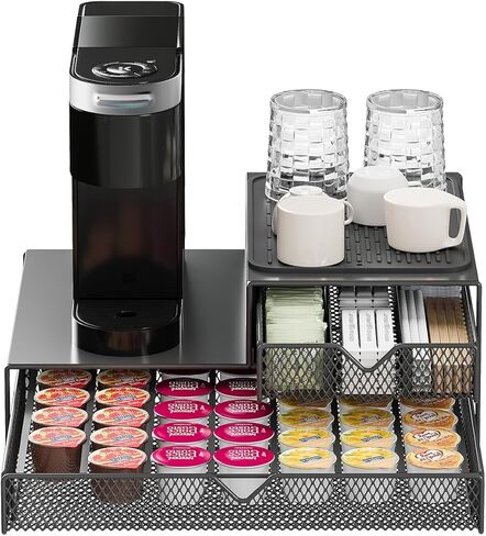 صانع القهوة منظم كونترتوب ، K Cup Pod أدراج ، 60 حامل كبسولة القهوة ، التصميم المتكامل لا يتطلب أي تجميع. in Saudi Arabia