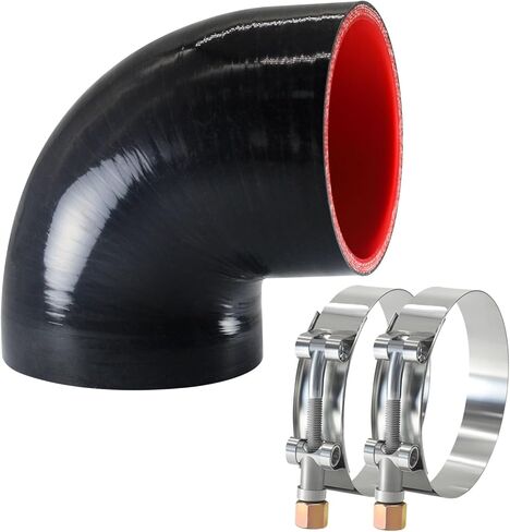 90 Degree Elbow ID4"(102mm) Silicone Hose Coupler, Reinforced 4-layer Wall 5mm with 2PCS T-bolt Clamps for Cold Air Intake, Turbo, Intercooler, 4"leg Length(102mm) Automotive Radiator Hose in Saudi Arabia