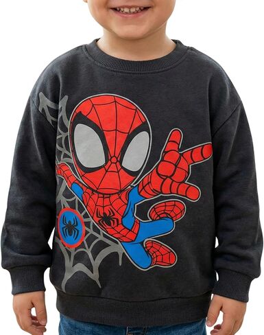 سويت شيرت Marvel Spidey للأطفال الصغار بأكمام طويلة وياقة دائرية، أحمر، مقاسات 2T-5T in Kuwait