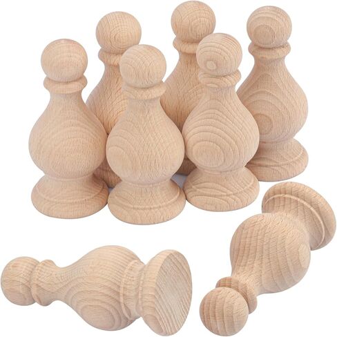 8 PCS Wooden Finials 3.54 Inch Unfinished Wood Craft Finials for Bed Posts, Curtain Rods & Crafts in Saudi Arabia