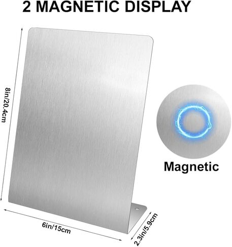 2 قطعة لوحة إعلانات مغناطيسية مع حامل معدني لسطح الطاولة لوحة مذكرة مغناطيسية لوحة حامل حامل عرض من الفولاذ المقاوم للصدأ للمكتب والمنزل والمطبخ والمدرسة 10.4 × 6 بوصة in Kuwait