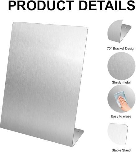 2 قطعة لوحة إعلانات مغناطيسية مع حامل معدني لسطح الطاولة لوحة مذكرة مغناطيسية لوحة حامل حامل عرض من الفولاذ المقاوم للصدأ للمكتب والمنزل والمطبخ والمدرسة 10.4 × 6 بوصة in Kuwait