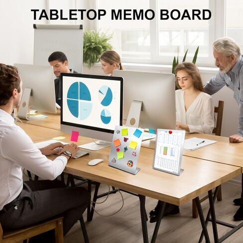 2 قطعة لوحة إعلانات مغناطيسية مع حامل معدني لسطح الطاولة لوحة مذكرة مغناطيسية لوحة حامل حامل عرض من الفولاذ المقاوم للصدأ للمكتب والمنزل والمطبخ والمدرسة 10.4 × 6 بوصة in Kuwait