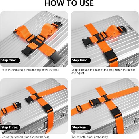 BILIONE Cross Luggage Straps and Luggage Tags Set, Cross Luggage Straps and 2 Tags Set, Heavy Duty Suitcase Belts Adjustable Travel Accessories for 20-32 Inch Luggage (Blue) in Saudi Arabia