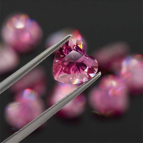 شكل قلب وردي اللون مويسانيتي حجر فضفاض 0.5-5ct ممتاز قطع مويسانيتي الأحجار الكريمة مع شهادة GRA in Saudi Arabia