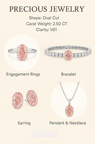 2.50 قيراط من ألماس Lab Grown Diamond، VS1 قطع بيضاوي فاخر من الألماس الوردي السائب لصناعة المجوهرات الثمينة | خواتم الخطبة، القلادة، السوار والقلادة in Kuwait