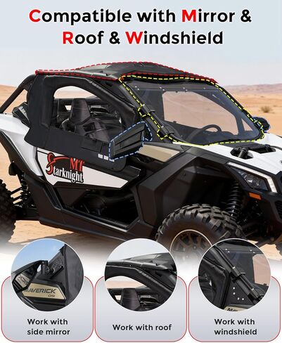 StarknightMT X3 Cab Enclosure with Steel Frame,Upgrade YKK Zipper Door Window Compatible With Can Am 2017-2026 Maverick X3 X Turbo R DS RS RR MR RC 2-Seater Model,Work with Roof Windshield Mirror in Saudi Arabia