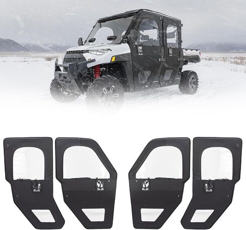 أبواب KEMIMOTO UTV بإطار فولاذي متوافقة مع Polaris Ranger CREW XP 1000 2019-2026، حاوية الكابينة مقاومة للماء، مقاومة للتمزق، طقم باب بإطار من قماش أكسفورد PVC المنقوش in Kuwait