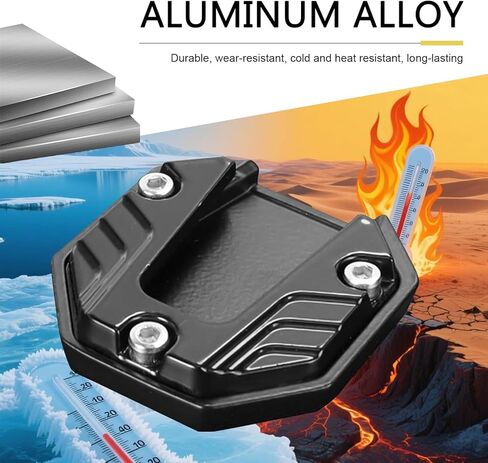 Motorcycle Kickstand Pad, Alloy Motorbike Kickstand Plate, Anti-slip Side Stand Extension Plate, Universal Motorcycle Support Accessory (Black) in Saudi Arabia