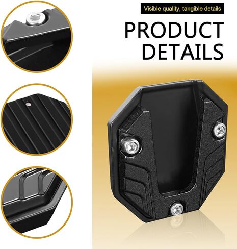 Motorcycle Kickstand Pad, Alloy Motorbike Kickstand Plate, Anti-slip Side Stand Extension Plate, Universal Motorcycle Support Accessory (Black) in Saudi Arabia
