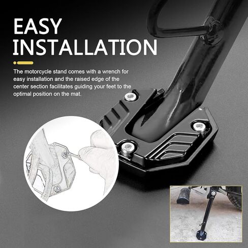 Motorcycle Kickstand Pad, Alloy Motorbike Kickstand Plate, Anti-slip Side Stand Extension Plate, Universal Motorcycle Support Accessory (Black) in Saudi Arabia