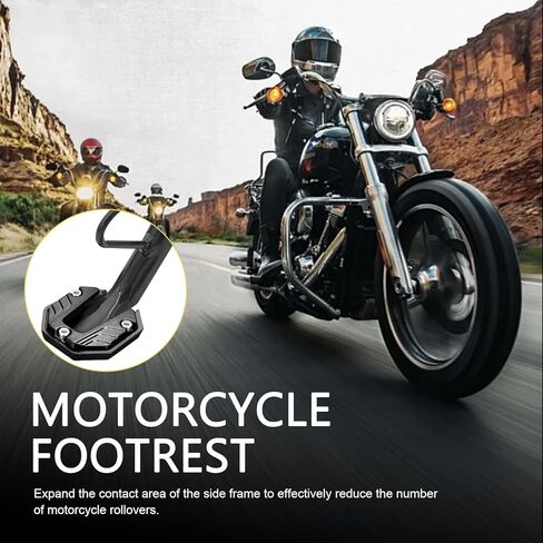 Motorcycle Kickstand Pad, Alloy Motorbike Kickstand Plate, Anti-slip Side Stand Extension Plate, Universal Motorcycle Support Accessory (Black) in Saudi Arabia