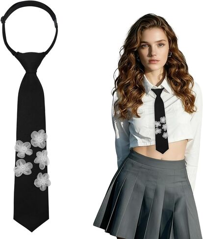 Pre Tied Ties for Women Girls Adjustable Clip on Ties for School, Flower Necktie Shirt Party Cosplay Acessory in Saudi Arabia