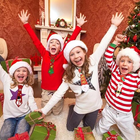 4 Pcs Christmas Tie, Santa Claus Snowman Christmas Tree Felt Ties for Boys Men, Xmas Necktie Party Costume Decoration Photo Booth for Xmas Party Supplies in Saudi Arabia