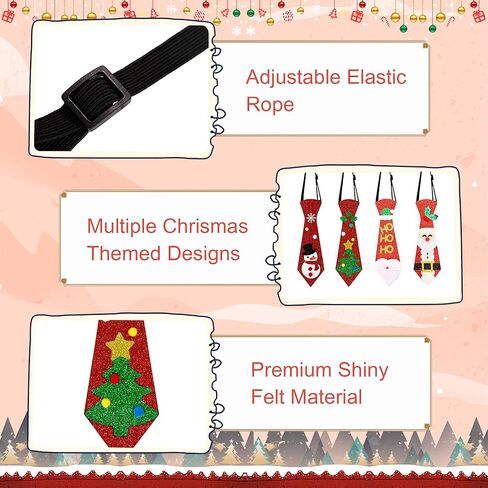 4 Pcs Christmas Tie, Santa Claus Snowman Christmas Tree Felt Ties for Boys Men, Xmas Necktie Party Costume Decoration Photo Booth for Xmas Party Supplies in Saudi Arabia