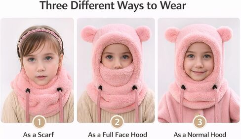 Kids Fleece Balaclava Ski Mask - Windproof Warm Adjustable Winter Hat for Boys & Girls, Cold Weather Skiing Face Cover in Saudi Arabia
