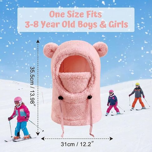 Kids Fleece Balaclava Ski Mask - Windproof Warm Adjustable Winter Hat for Boys & Girls, Cold Weather Skiing Face Cover in Saudi Arabia