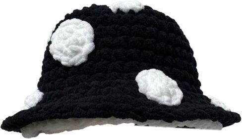 Halloween Crochet Fisherman Hat Soft Bucket Cute Handmade Mushroom Women Novelty Photoshoots Womens Halloween Knitte Black in Saudi Arabia