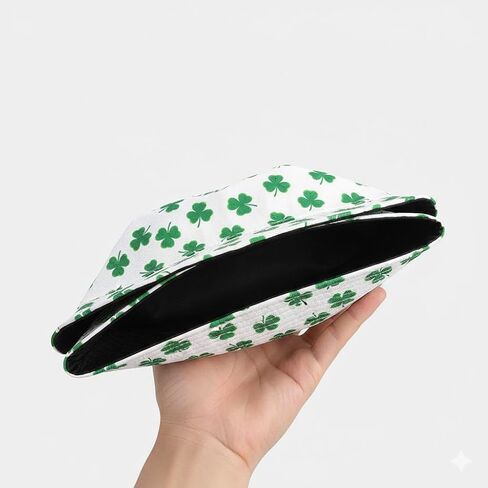 St. Patrick's Day Shamrock Bucket Hat for Women & Men - Green Clover Print Reversible Sun Hat in Saudi Arabia