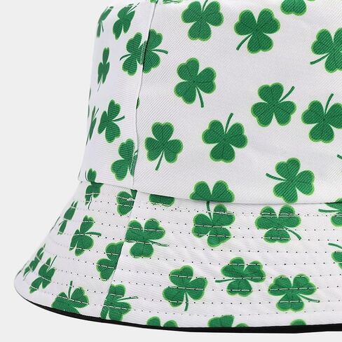 St. Patrick's Day Shamrock Bucket Hat for Women & Men - Green Clover Print Reversible Sun Hat in Saudi Arabia