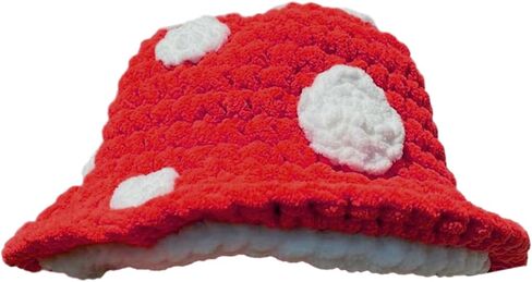 قبعة متماسكة قبعة بحافة للنساء مضحك الفطر قبعة أنيقة الكروشيه الشتاء قبعة موضة صياد قبعة الأطفال زي أغطية الرأس in Kuwait