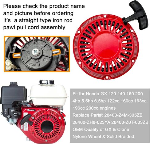 GX160 Pull Start Assembly GX120 GX200 Recoil Starter Pull Rope String with Pully Cup for Honda Rolair Blackmax and Clones in Saudi Arabia