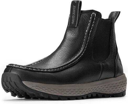 SUREWAY Men's Chelsea Boots,Fashion and Comfort Driving Shoes,Leather Moc Toe Outdoor Work Boots,Slip-Resistant Outsole,EH-Rated,All-Weather Rugged Slip-On Work/Casual/Dress Boots Shoes for Men in Saudi Arabia