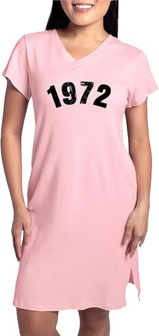 قميص نوم نسائي من CafePress 1972 Year Vintage، قميص بيجامة طويل ناعم، بيجامة قطنية/بيجامة وردي in Kuwait