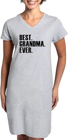 قميص نوم CafePress Best Grandma Ever للسيدات، قميص بيجامة طويل ناعم، بيجامات قطنية/بيجامات باللون الرمادي المنقط in Kuwait