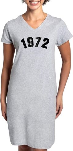 قميص نوم نسائي من CafePress 1972 Year Vintage، قميص بيجامة طويل ناعم، بيجامة/بيجامة قطنية باللون الرمادي المنقط in Saudi Arabia
