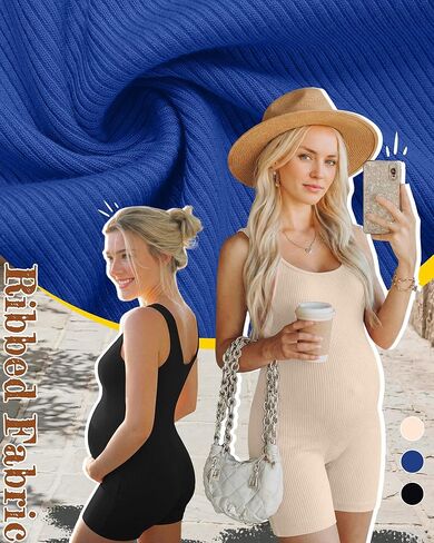 3 Pcs Women's Cotton Maternity Bodysuit Ribbed Pregnancy Shapewear Workout Romper Sleeveless Shorts Tanks Jumpsuit in Saudi Arabia