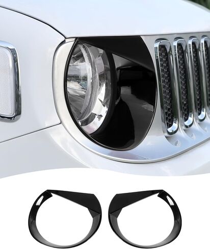 Hoolcar for Renegade Angry Eyes Headlight Bezels Trim Cover Fit for Jeep Renegade 2016 2017 2018 Front Light Cover Trim Exterior Accessories, Black in Saudi Arabia