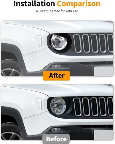 Hoolcar for Renegade Angry Eyes Headlight Bezels Trim Cover Fit for Jeep Renegade 2016 2017 2018 Front Light Cover Trim Exterior Accessories, Black in Saudi Arabia