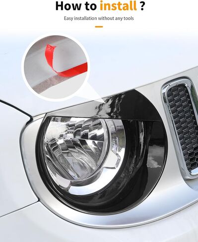 Hoolcar for Renegade Angry Eyes Headlight Bezels Trim Cover Fit for Jeep Renegade 2016 2017 2018 Front Light Cover Trim Exterior Accessories, Black in Saudi Arabia
