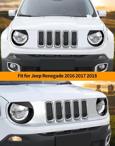 Hoolcar for Renegade Angry Eyes Headlight Bezels Trim Cover Fit for Jeep Renegade 2016 2017 2018 Front Light Cover Trim Exterior Accessories, Black in Saudi Arabia