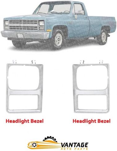 Front Headlight Bezels LH & RH Side Compatible with Chevrolet/GMC C K Series 1985-1988 | DIRECT REPLACEMENT | 15598726 15598725 | GM2513182 GM2512182 in Saudi Arabia