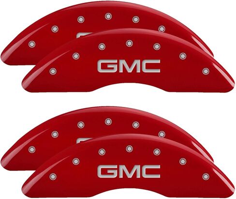 MGP Caliper Covers 34003SGMCRD Red Powder Coat Finish Front and Rear Caliper Cover, Set of 4 (GMC Silver Characters, Engraved) in Saudi Arabia