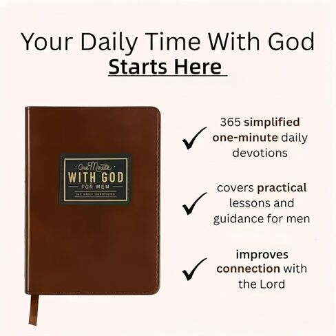One Minute with God Daily Devotional for Men, 365 days of daily prayer brown book, 2026 Mens Dailys Devotional and Prayer Journal in Saudi Arabia