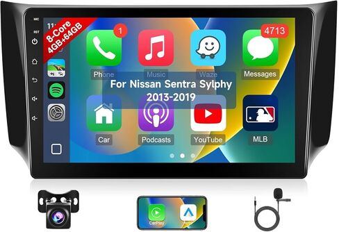 Android Car Radio for Nissan Sentra Sylphy 2013 2014 2015 2015 2017 2018 2018-10.1 inch touch screen head unitio with carplay & android Auto & Mirror Link GPS WiFi FM SWC Camera in Saudi Arabia